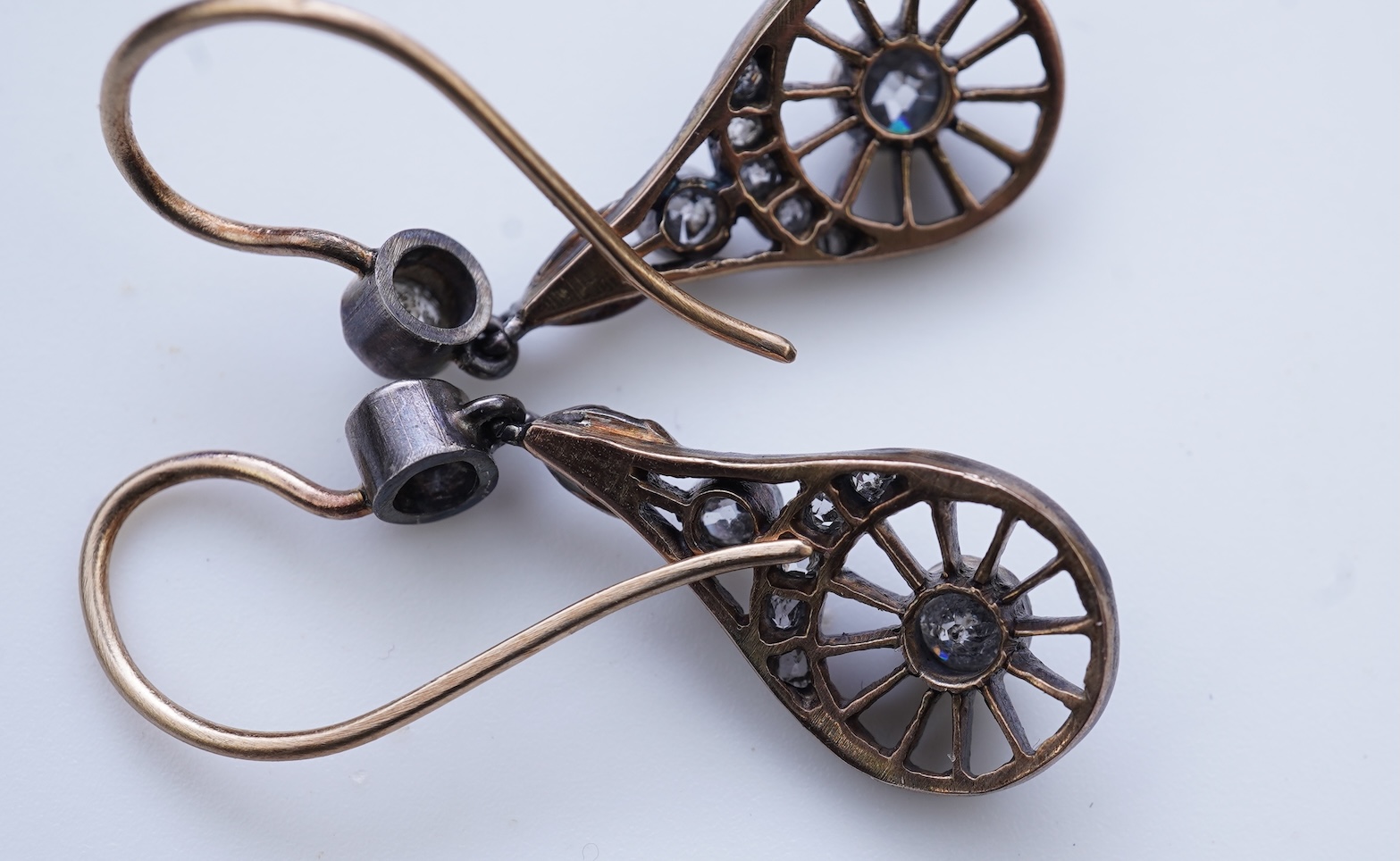 A pair of diamond earrings